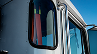 Peterbilt Model 520 Vocational White Truck Corner Window Closeup - Thumbnail